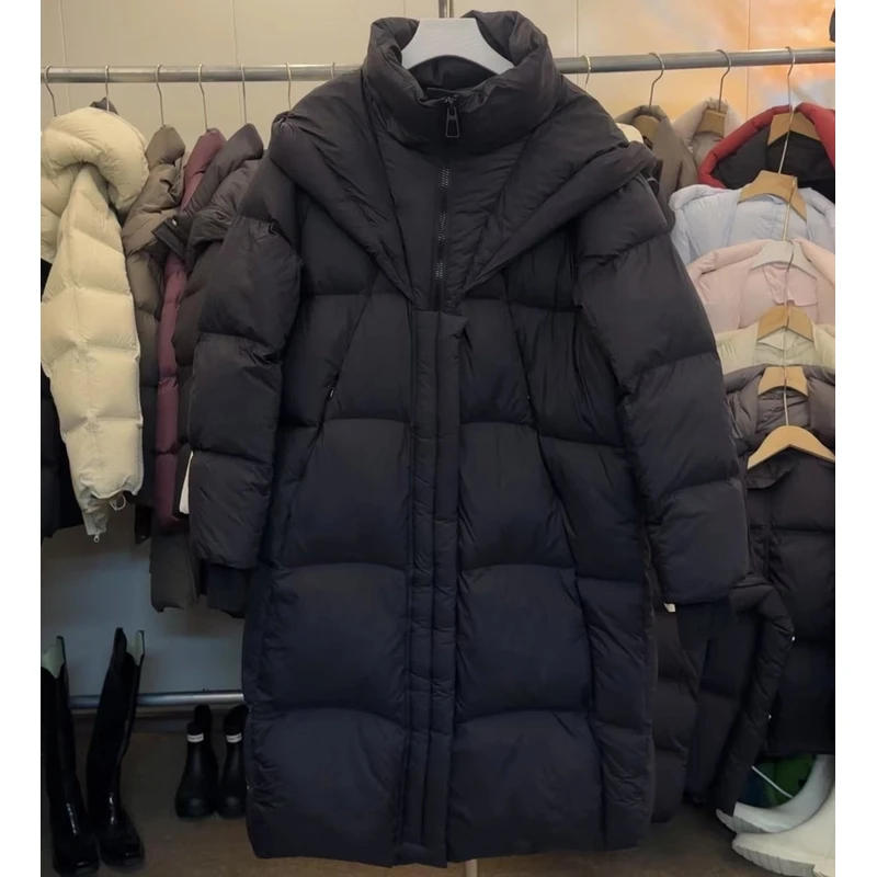 【伊伊】新款韩版冬季羽绒服女长款云朵白鹅绒加厚保暖连帽外套6029