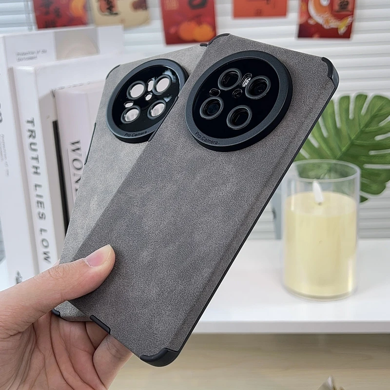 适用华为mate70手机壳新款绒面素皮简约mate70pro全包防摔保护套