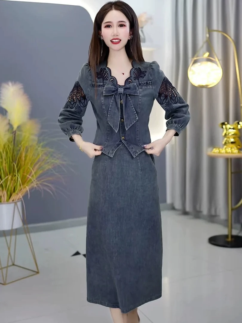 【上衣+裙子】2025春季新款法式优雅气质时尚减龄收腰显瘦两件套裙