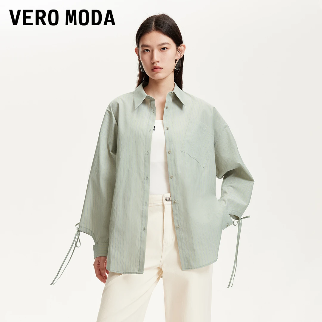 Vero Moda衬衫女2025夏日穿搭袖口镂空设计开衩底摆衬衫325205018