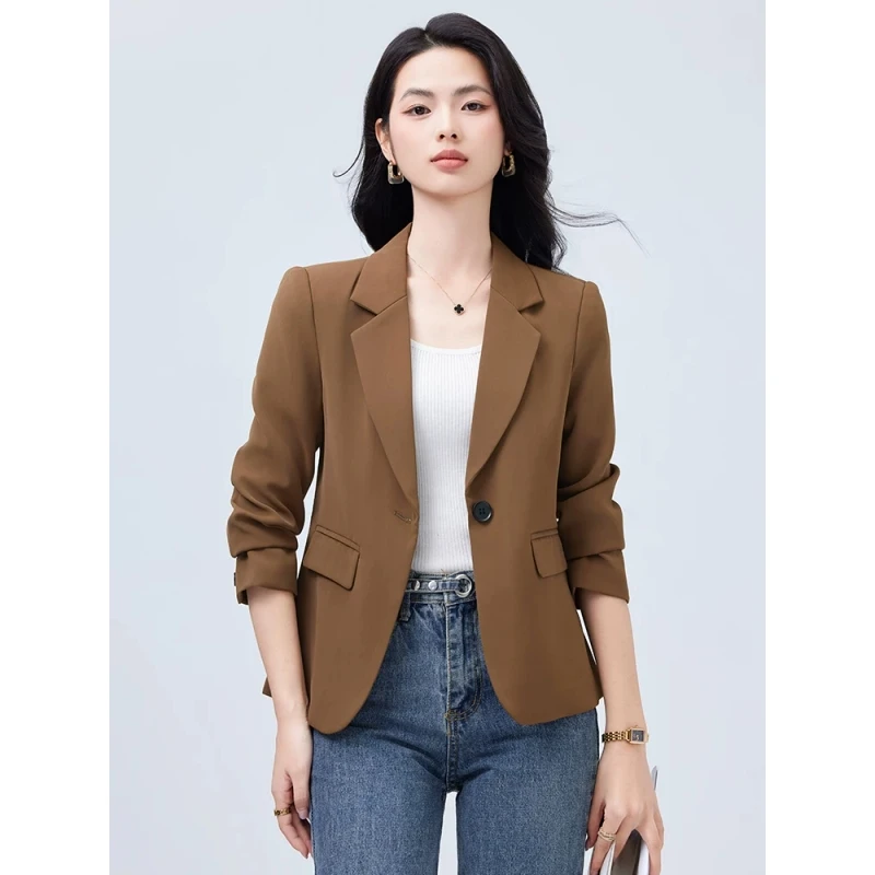 卡其色西装外套女春秋2025新款小个子时尚休闲气质高级感西服上衣