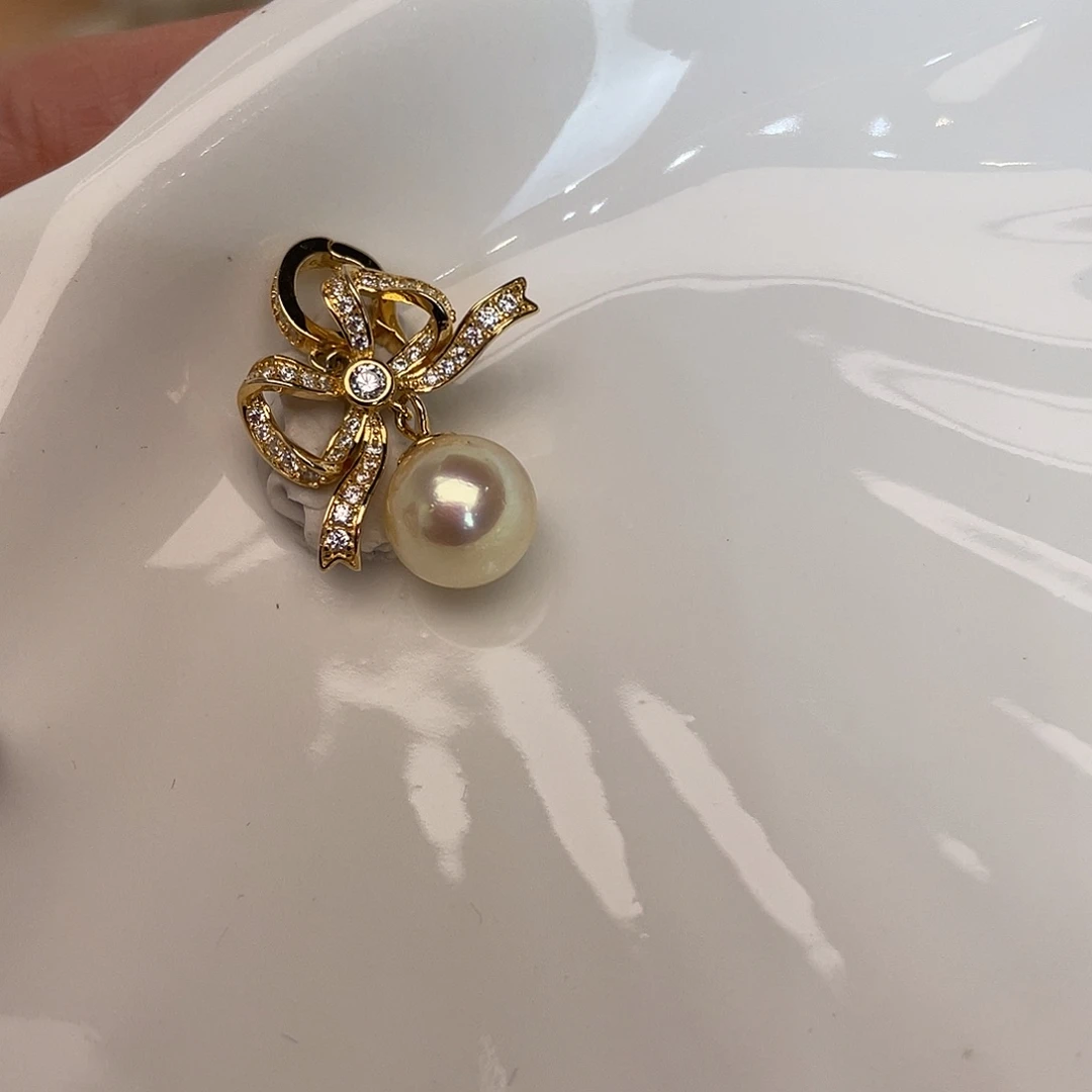 银S925镶嵌海水珍珠吊坠(不含链)