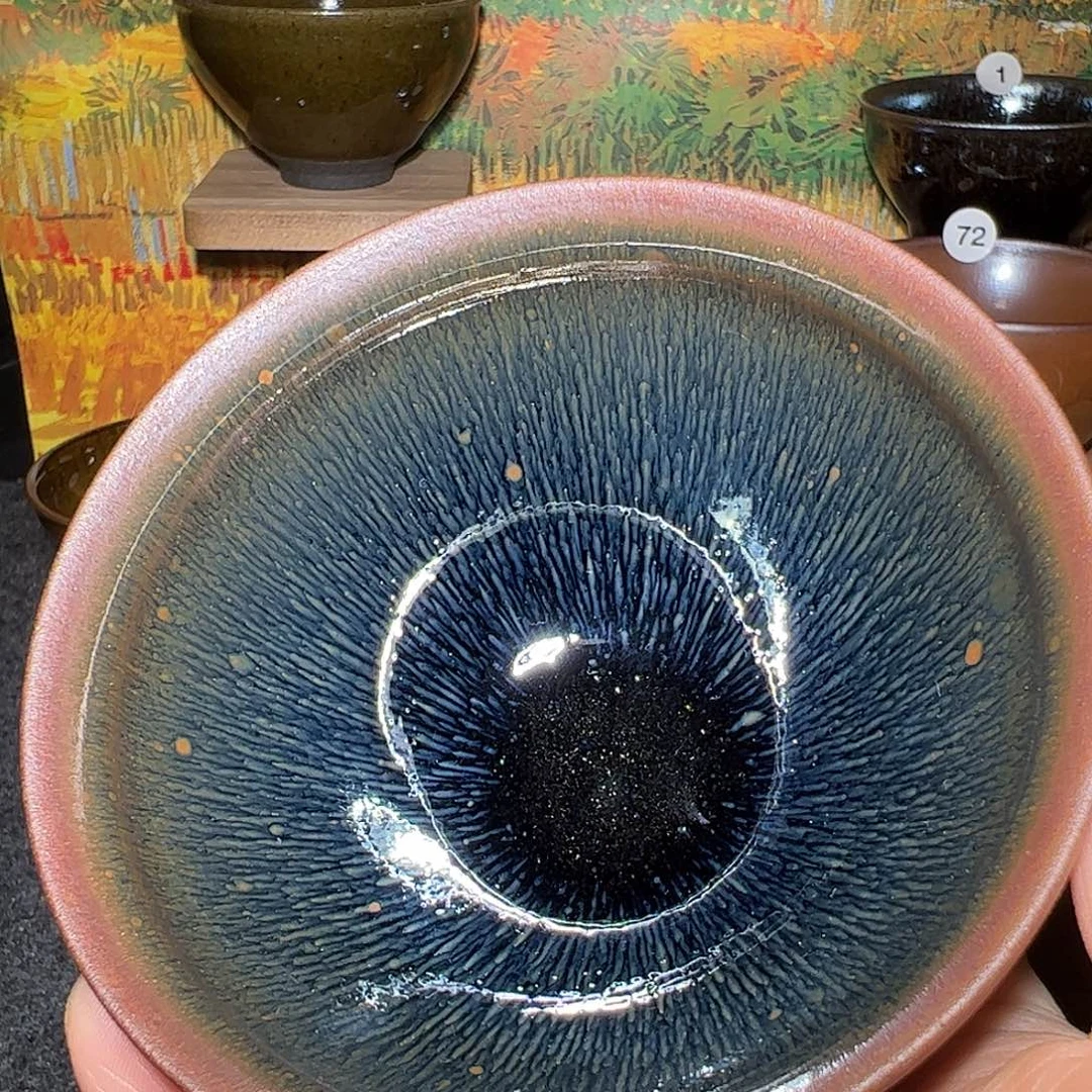 月***茶茶盏乌泥窑束口青蓝毫