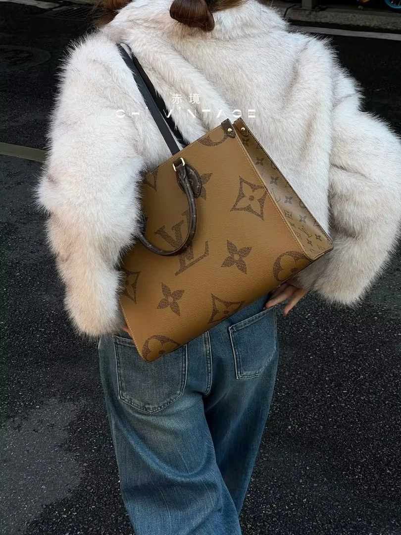 95新 LouisVuitton/路易威登 2734 老花onthego中号手提包