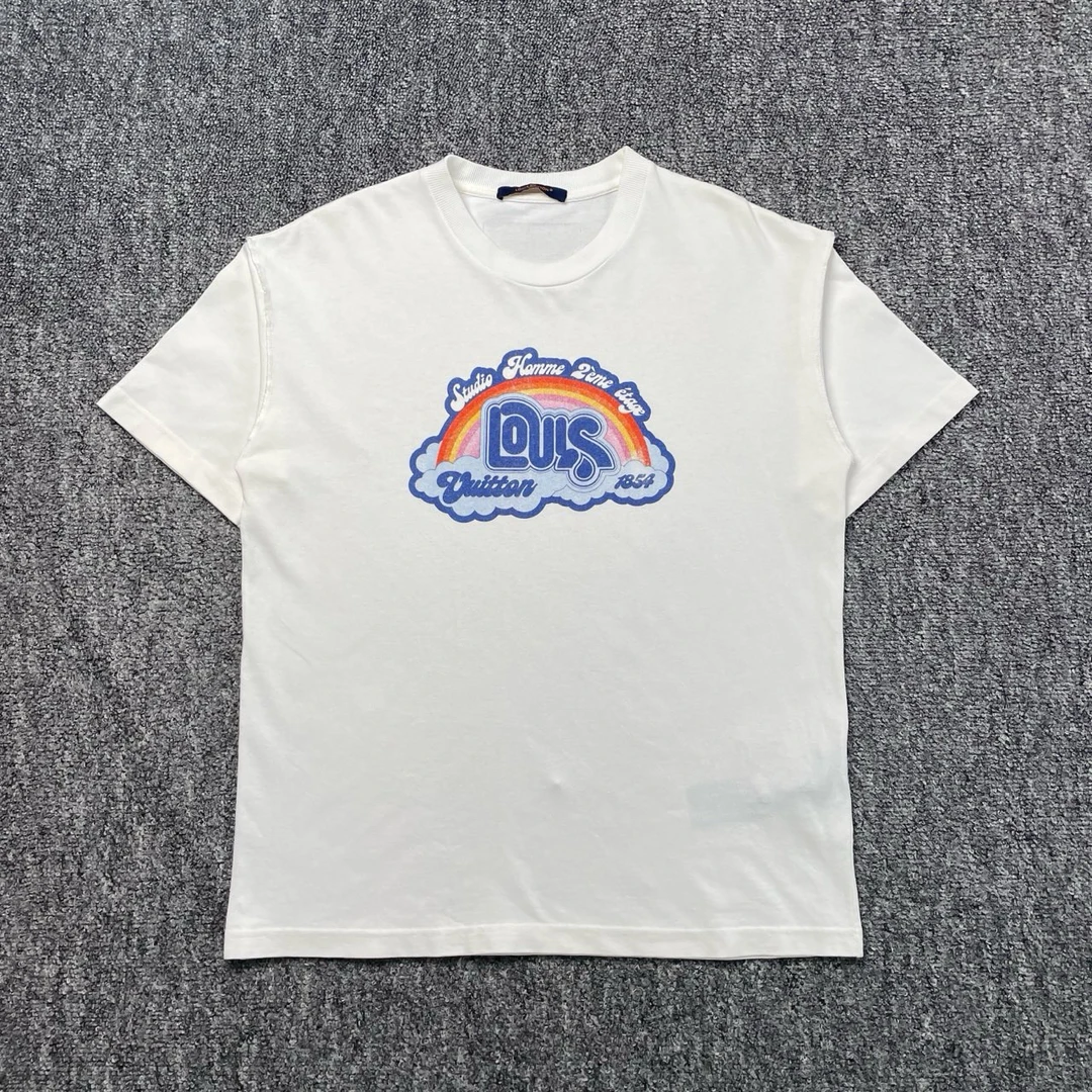 99新 LouisVuitton/路易威登 4647/ SS23 白色Logo印花彩虹短袖/S