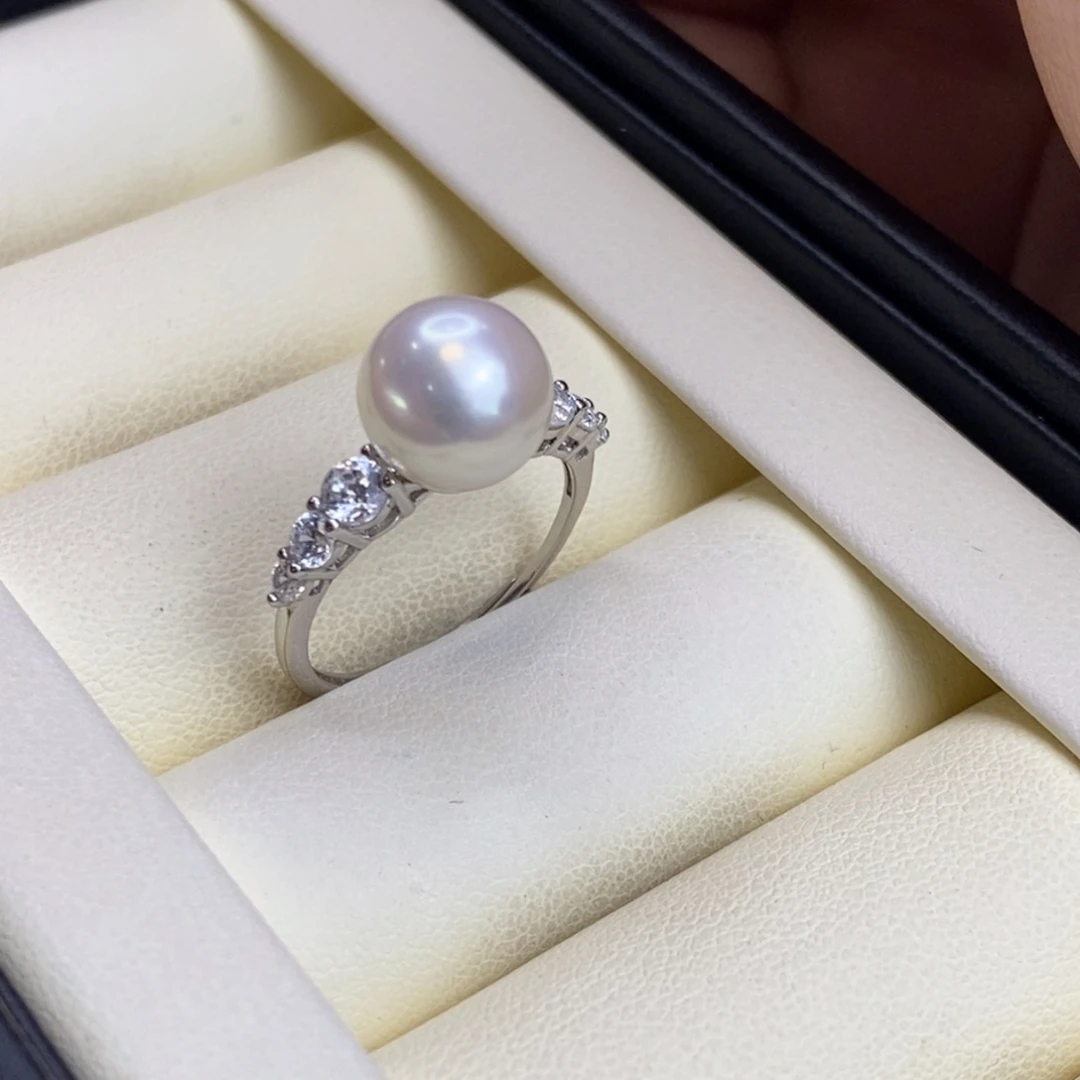 戒指银S925镶嵌淡水珍珠特价微瑕