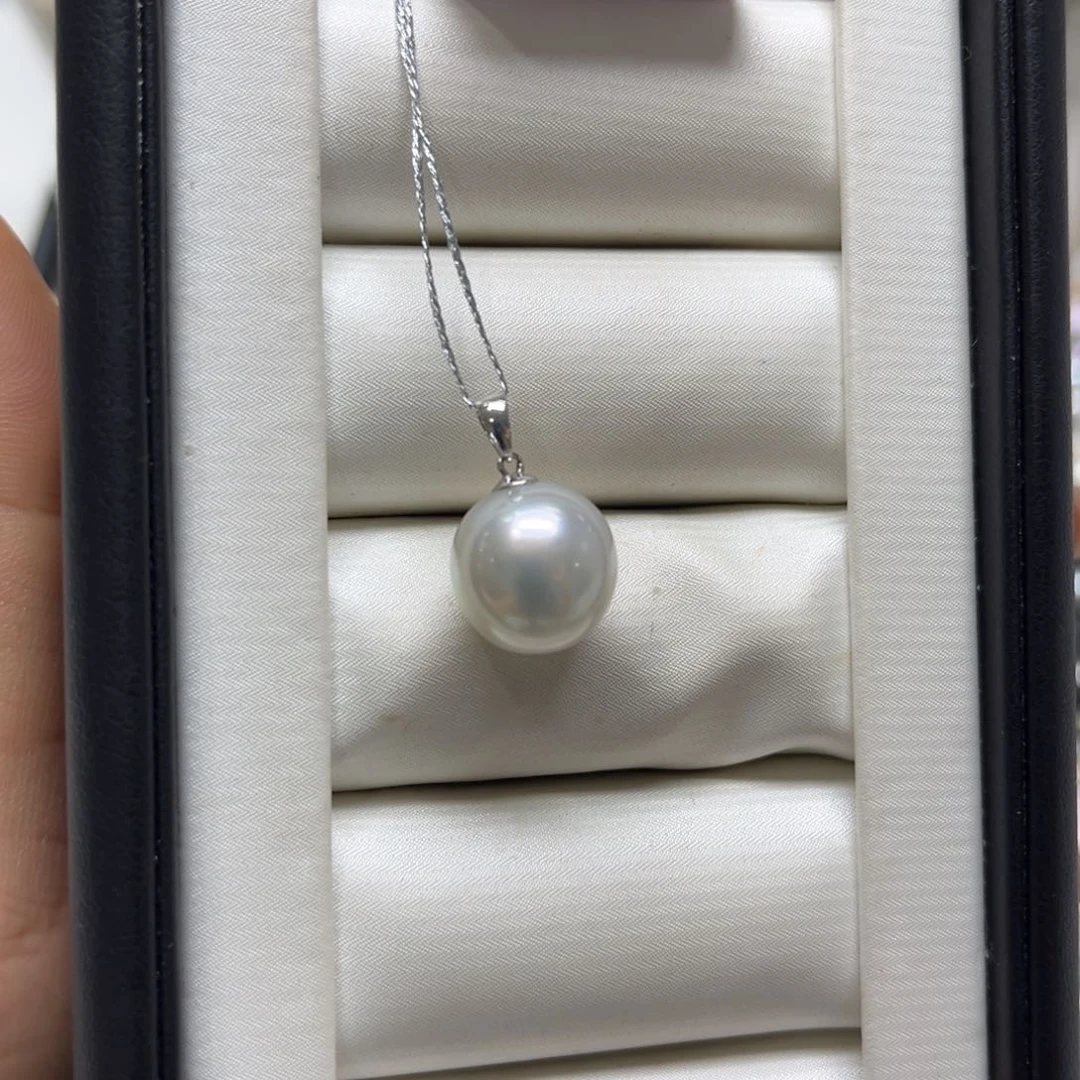 海水珍珠18K金镶嵌吊坠(不含链)12-13mm