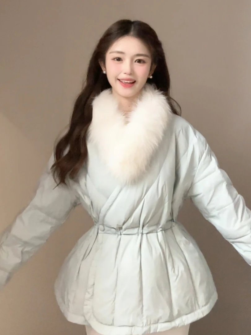 【喻元元专属】清！清！清！新国标90白鸭绒百搭不规则毛领羽绒241225
