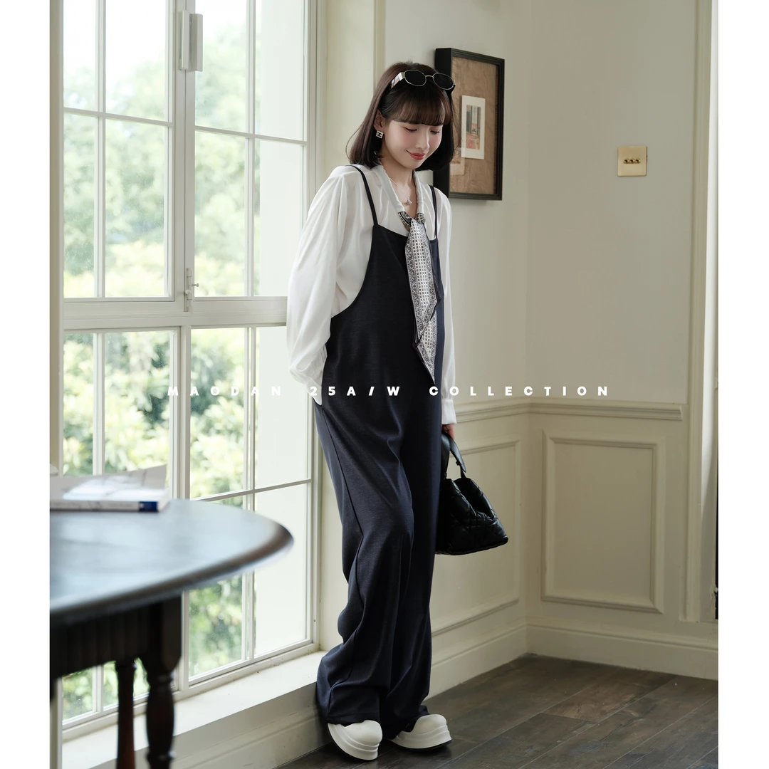 maodan/猫单【冷调锡兰】孕妇装秋季新品时尚洋气时髦衬衫背带裤