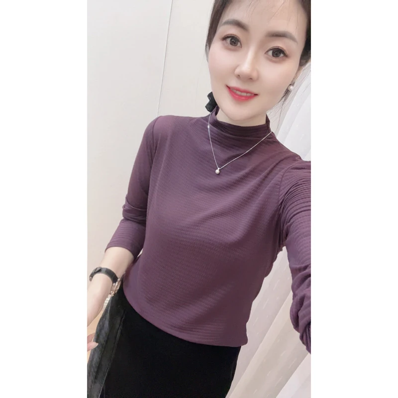 半高领秋款弹力打底衫25257