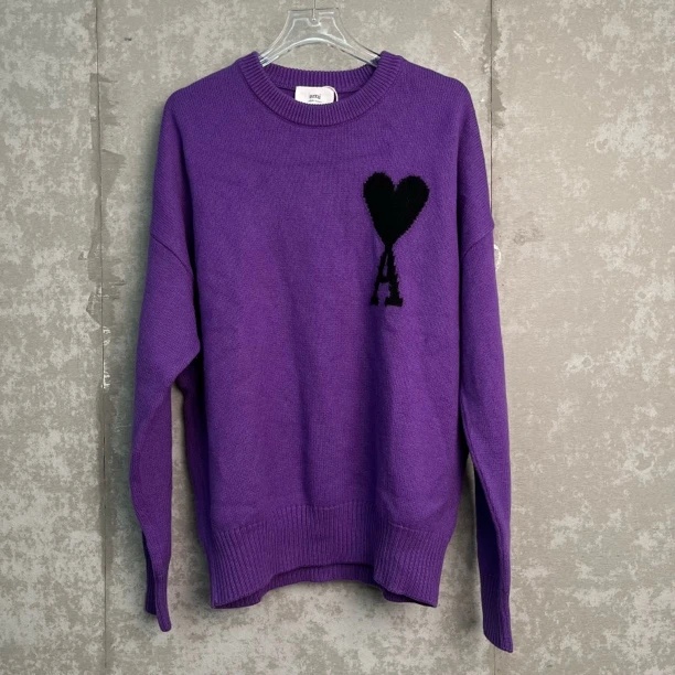 未使用 WE11 DONE 全新未使用/L*1/Ami紫色大爱心毛衣/16318/JP