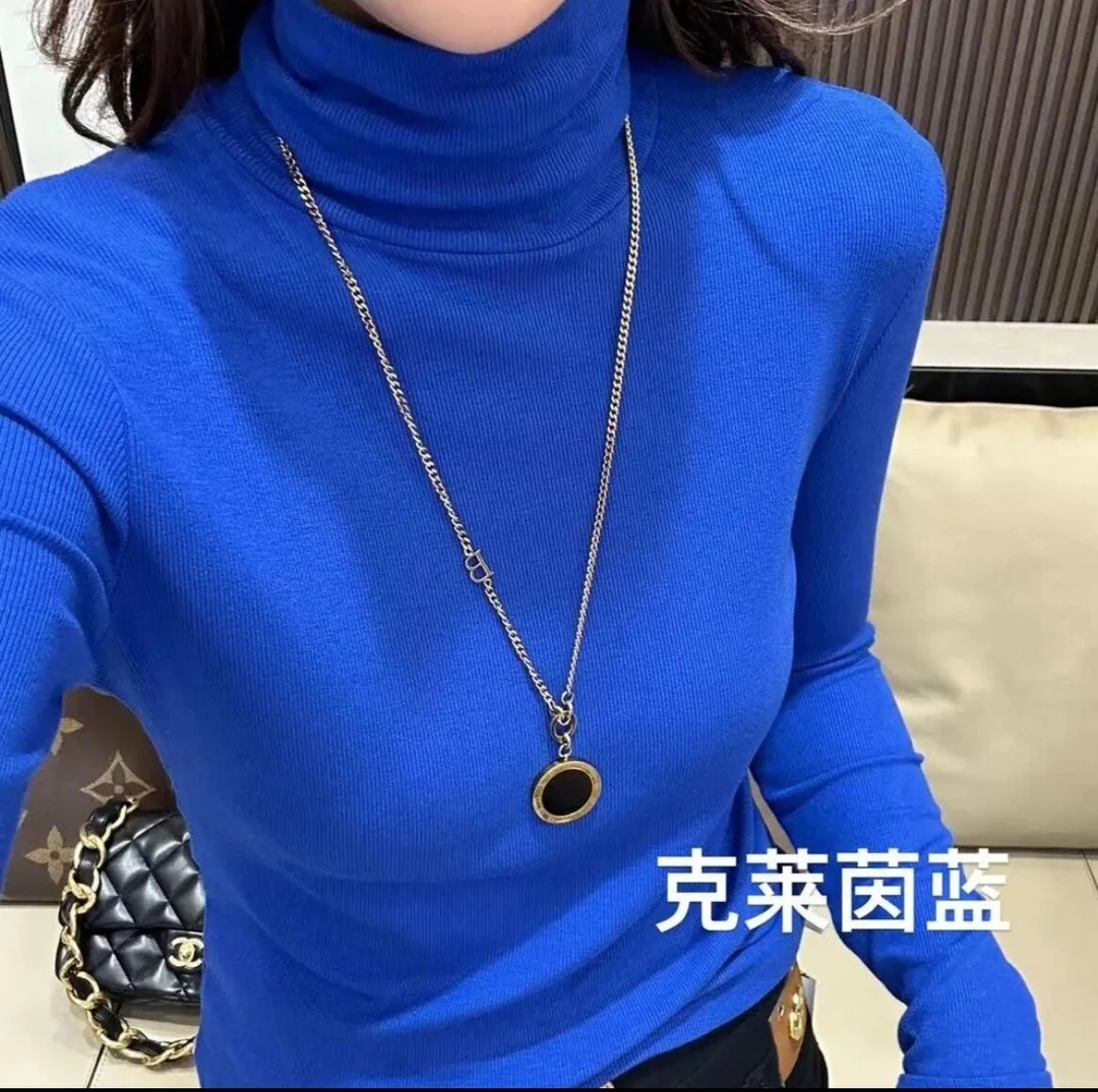 秋冬季新款高领磨毛打底衫女减龄洋气堆堆领修身韩版百搭时尚上衣