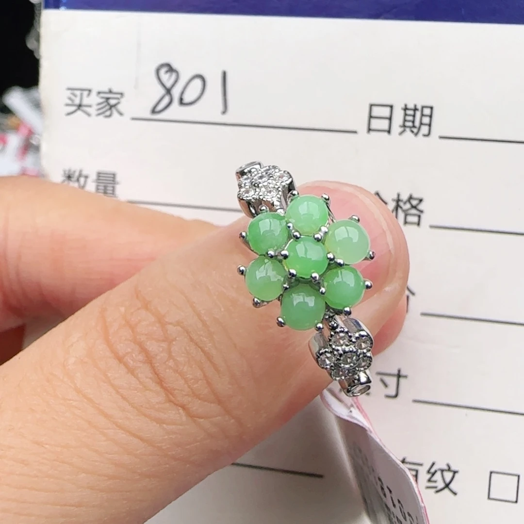 翡翠戒指银S925镶嵌戒指