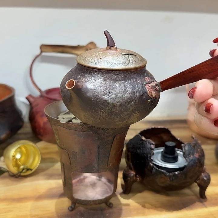 古***翠紫铜手工制作侘寂风侧把