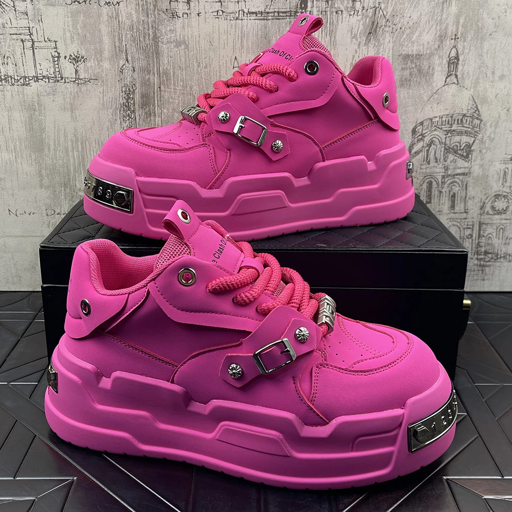 欧洲站男鞋子新款厚底增高鞋2025年春季潮流小白鞋时尚舒适板鞋