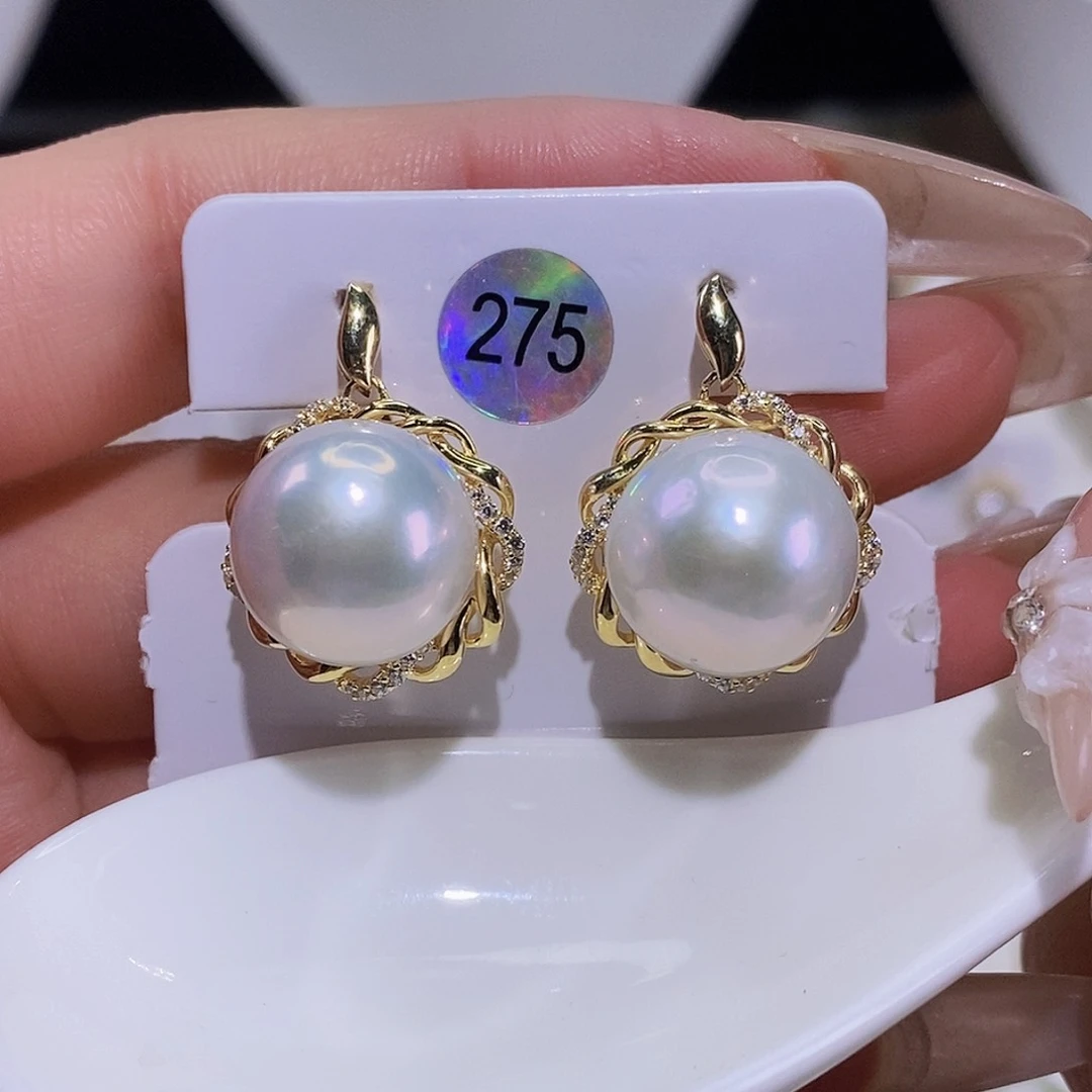 淡水珍珠耳饰银S925镶嵌天**翼