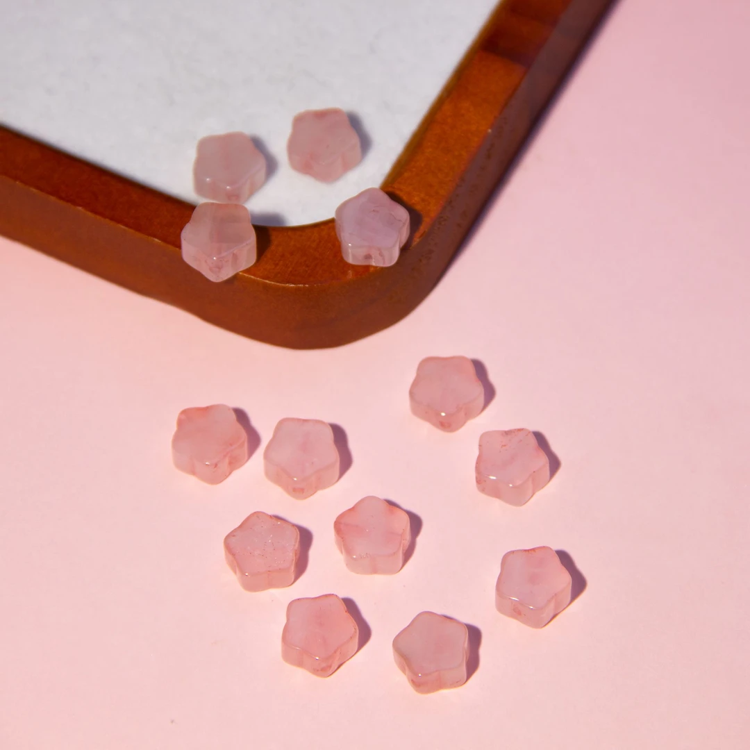 BeadsDance粉水晶五角星10*5.5mm+(8颗一组)多样性发一 编号O1157