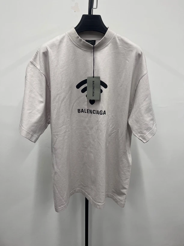 未使用 Balenciaga/巴黎世家 WIFI信号字母Logo印花短袖T恤