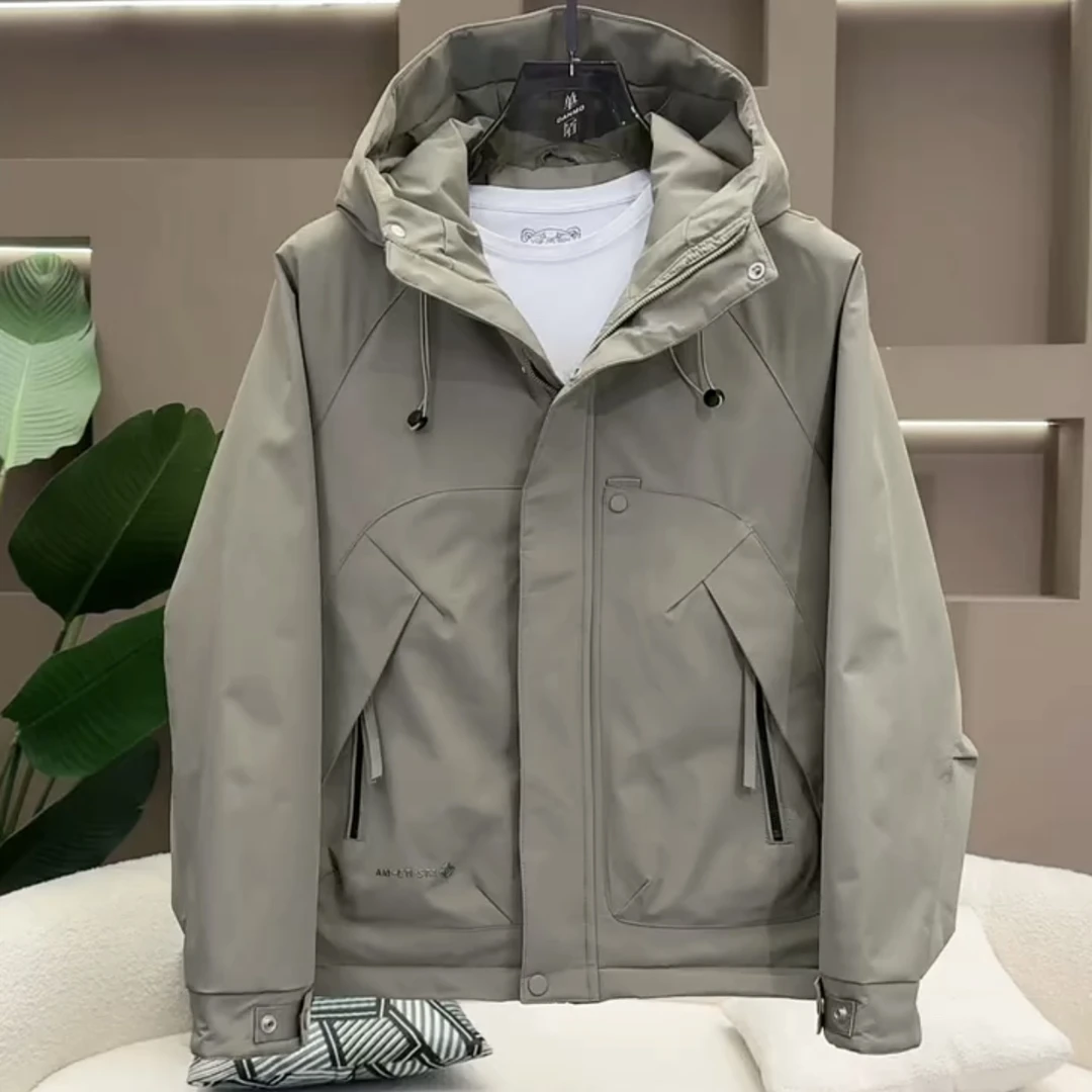 冬季新款工装连帽棉服外套男保暖上衣宽松百搭二棉冲锋衣男士棉衣