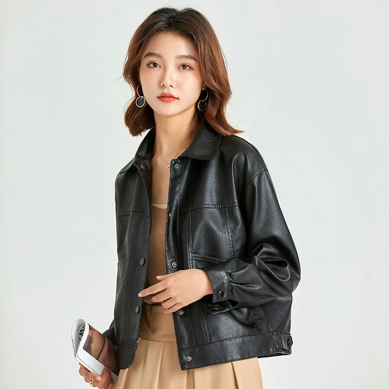 春装显瘦皮衣外套时装修身潮流女装高档皮衣外套服装H226