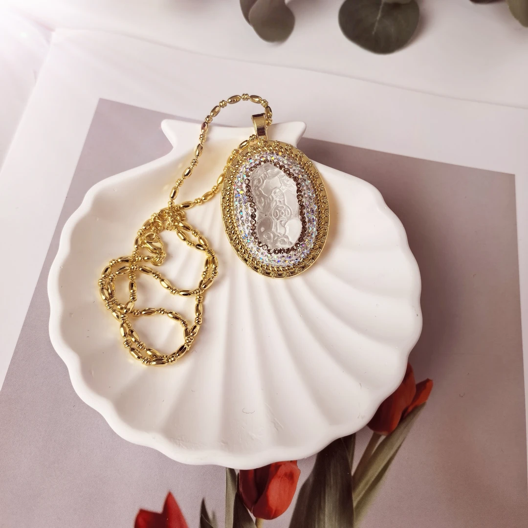 铜合金合成锆石项链 椿屿定制时尚白色貔貅重工吊坠欧美复古056