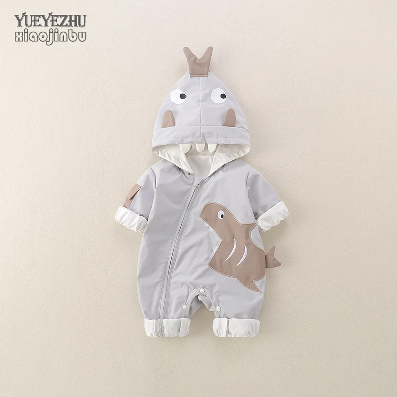 男宝宝造型衣服秋装婴儿连体衣春秋外出卡通可爱洋气连帽外套一岁