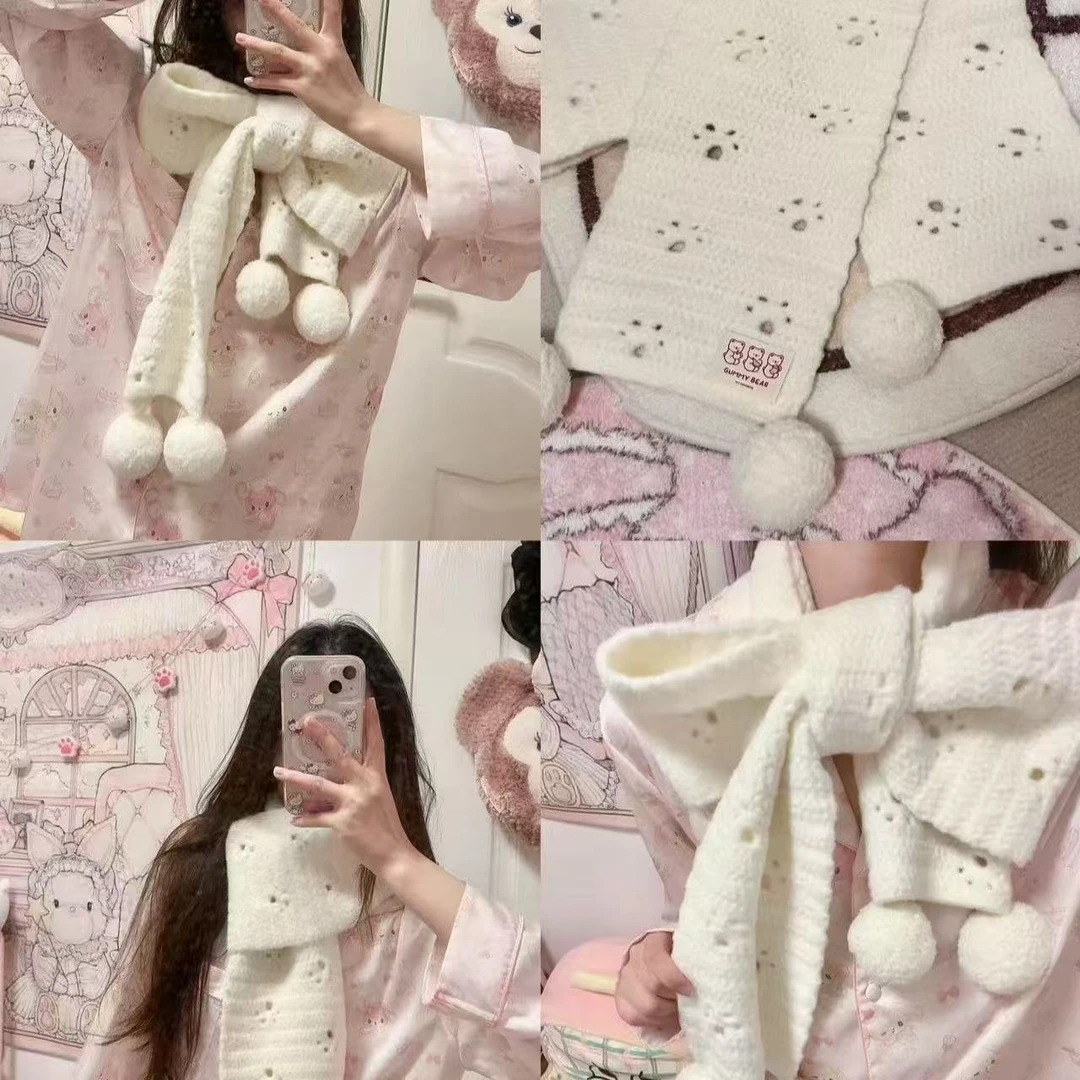 【咕噜】猫咪踏雪手工编织围巾DIY材料包小糯米线棒针云朵柔软