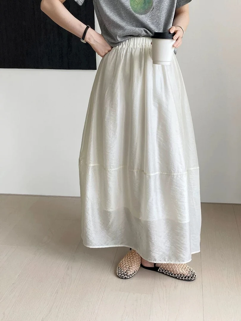 半身裙韩版高腰气质休闲绣花设计半身裙慵懒风A字A型