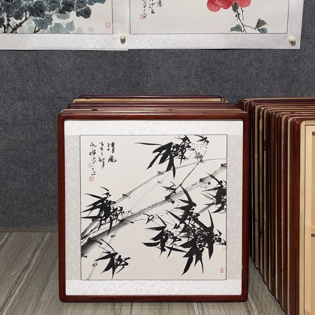 国画书画作品带框63×63