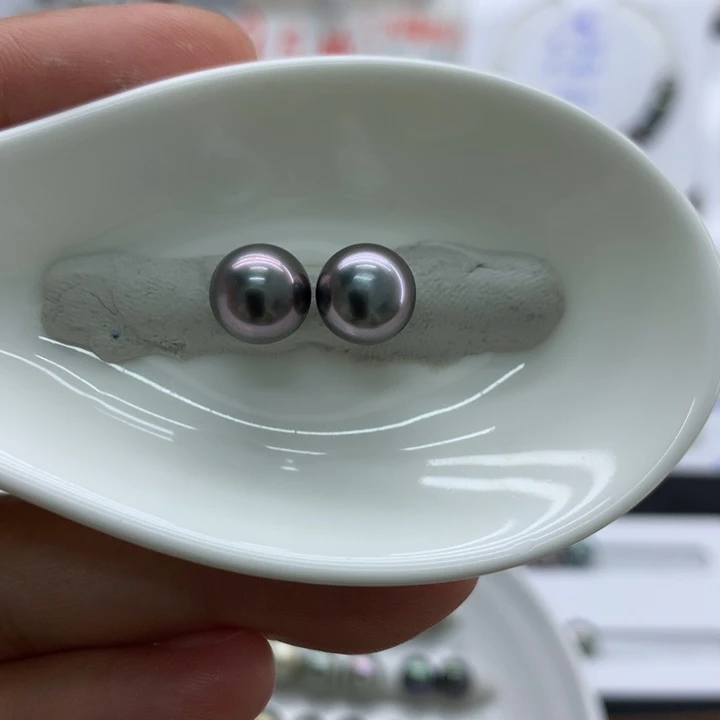 海水珍珠裸珠8+孔雀绿紫炫 安安