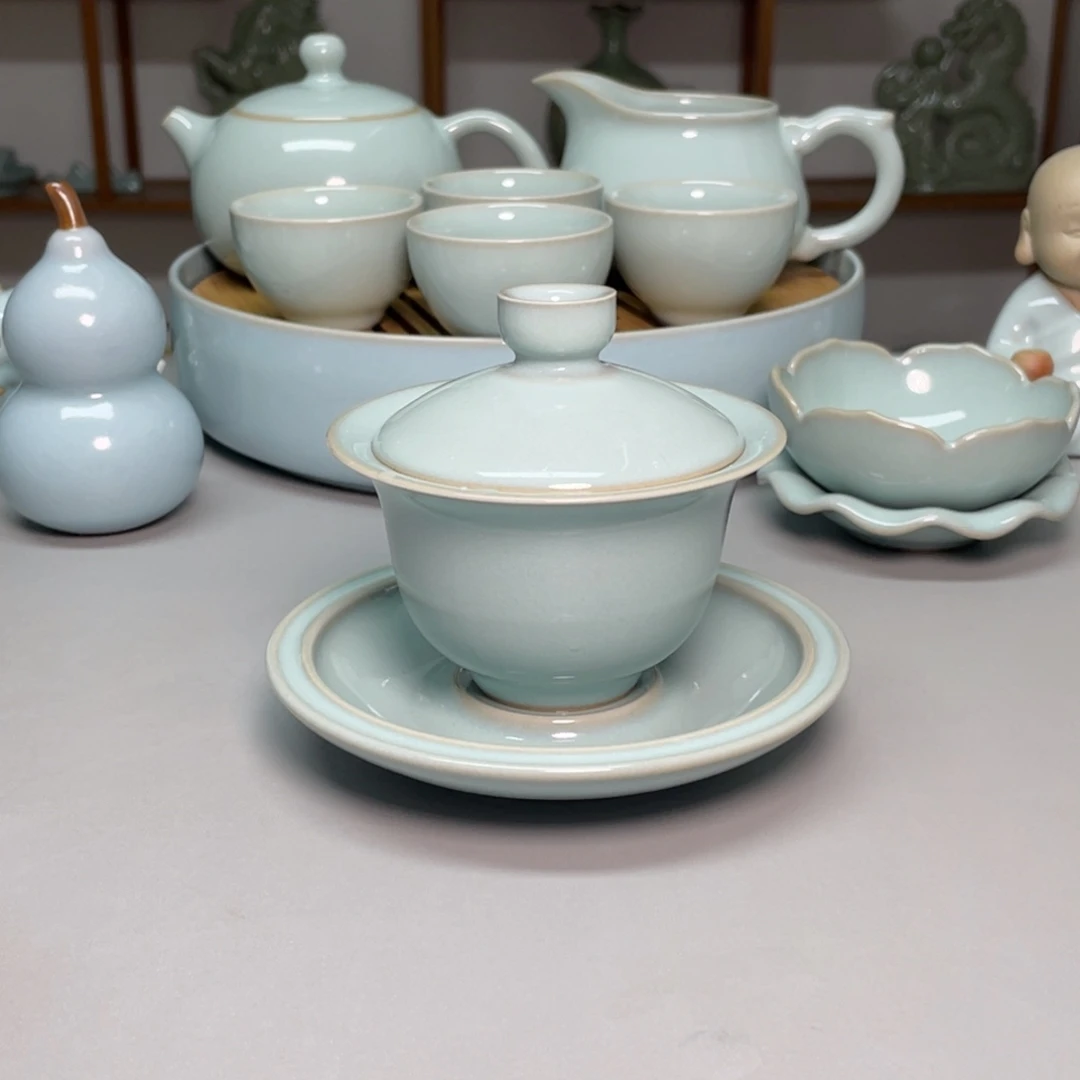 瓷赵琳老师玉兰盖碗带礼盒