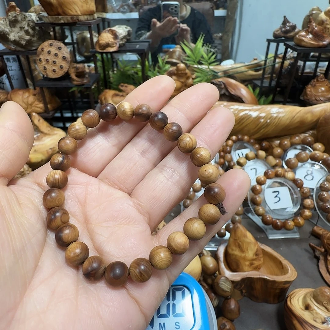 云***上柏木（崖柏）太行崖柏陈化黑油骨料0.8微瑕手串