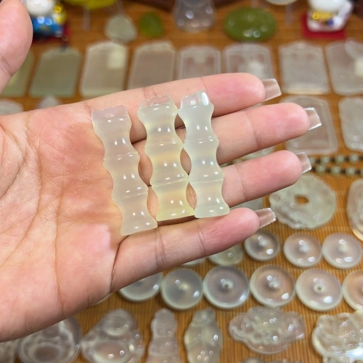 岫玉未镶嵌岫玉白冰挂件竹节任选其一