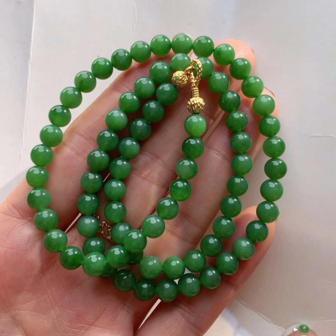 【闪购商品】和田玉（碧玉）手串银S925镀金镶嵌碧玉多圈手串
