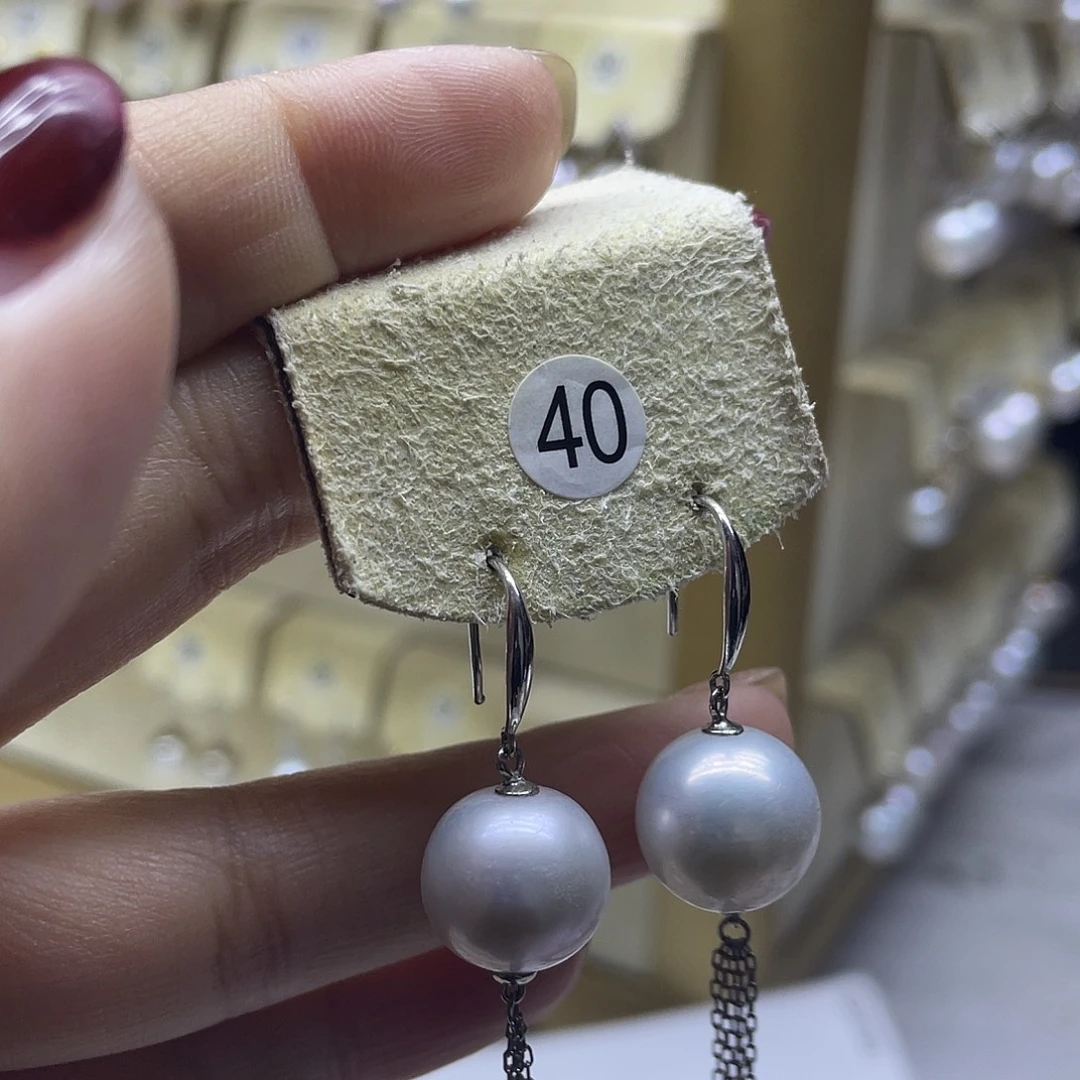 淡水珍珠银S925镶嵌耳饰