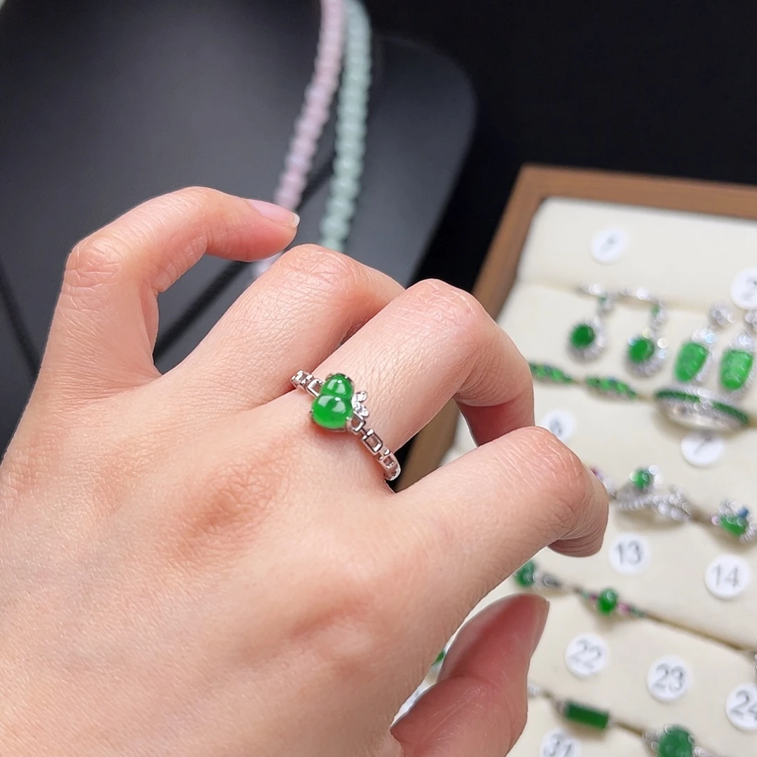 翡翠银S925镶嵌戒指18