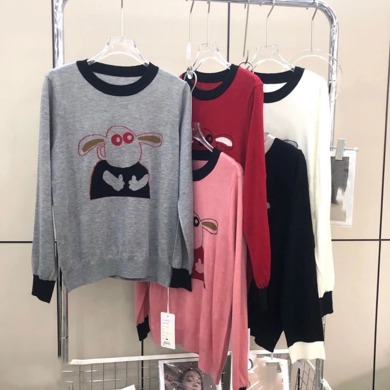 【南油玲姐】红色长袖薄款针织衫A2366