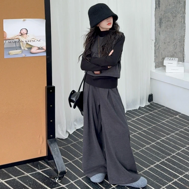 女童套装春秋款儿童超洋气背心打底衫阔腿裤秋装中大童时髦三件套