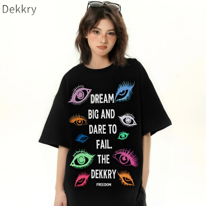 Dekkry情侣圆领常规款夏季短袖T恤国潮嘻哈情侣装中国风ins