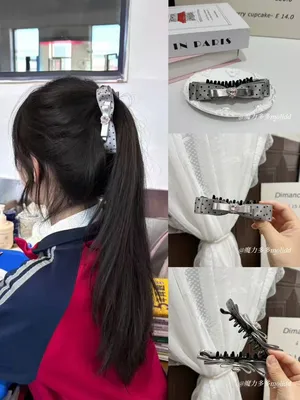 【灰调波心】魔力多多灰波点水钻蝴蝶结香蕉夹高级气质百搭发饰