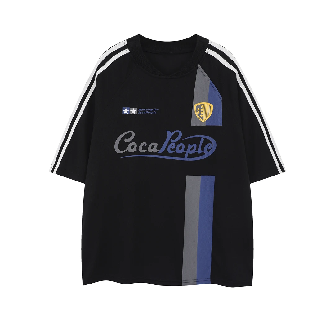 国潮设计感短袖宽松T恤男女美式潮流半袖时尚休闲T恤夏季情侣上衣