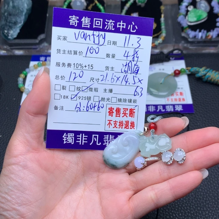 颈饰银S925镶嵌翡翠v****y
