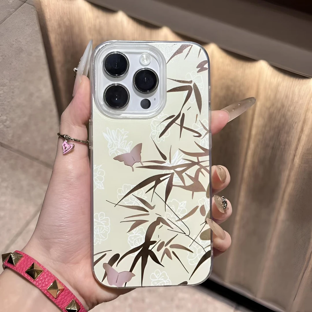潮牌蝴蝶翠竹适用iPhone17/15/14/13promax手机壳12/11防摔
