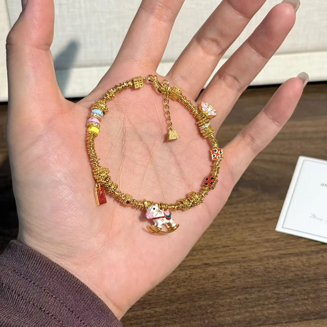 925银手链 梦幻摇摇马纯银镀金重工童趣精致时尚轻奢小众原创设计