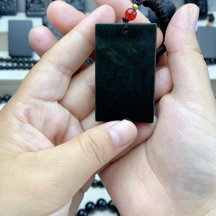 未镶嵌手链和田玉（青玉）三五钢板无事牌