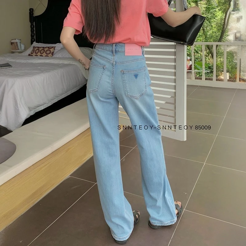 代嘉儿daiclaire牛仔裤女春夏薄款森调莱赛尔弹力窄版阔腿裤85009