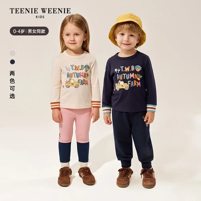 TeenieWeenieKids小熊童装25年秋季印花圆领长袖T恤T0LA257787I