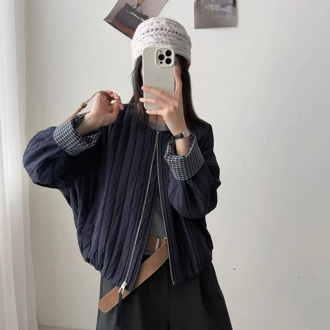 9952-3692 秋季时尚竖条棉服短款短外套