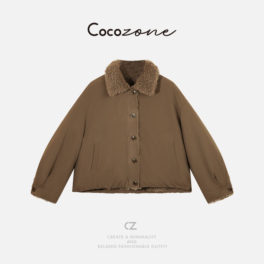 COCO ZONE 刘一一"双面穿"毛领翻领单排扣外套 CD2A2646