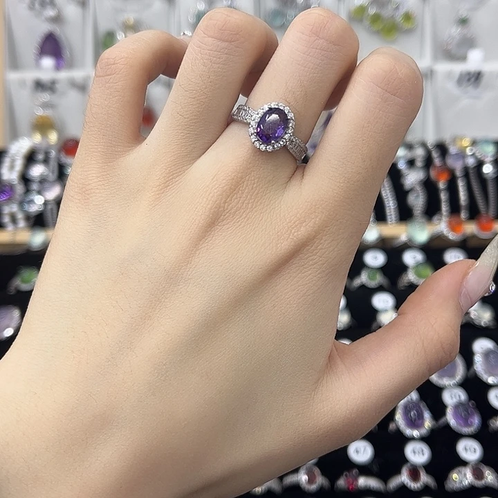 紫晶银S925镶嵌戒指
